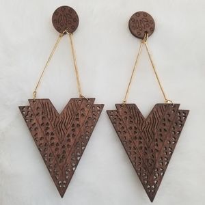 Triangle wooden earrings